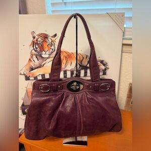 Coach Garnet Pleated 13924 Plum Leather Satchel VGUC